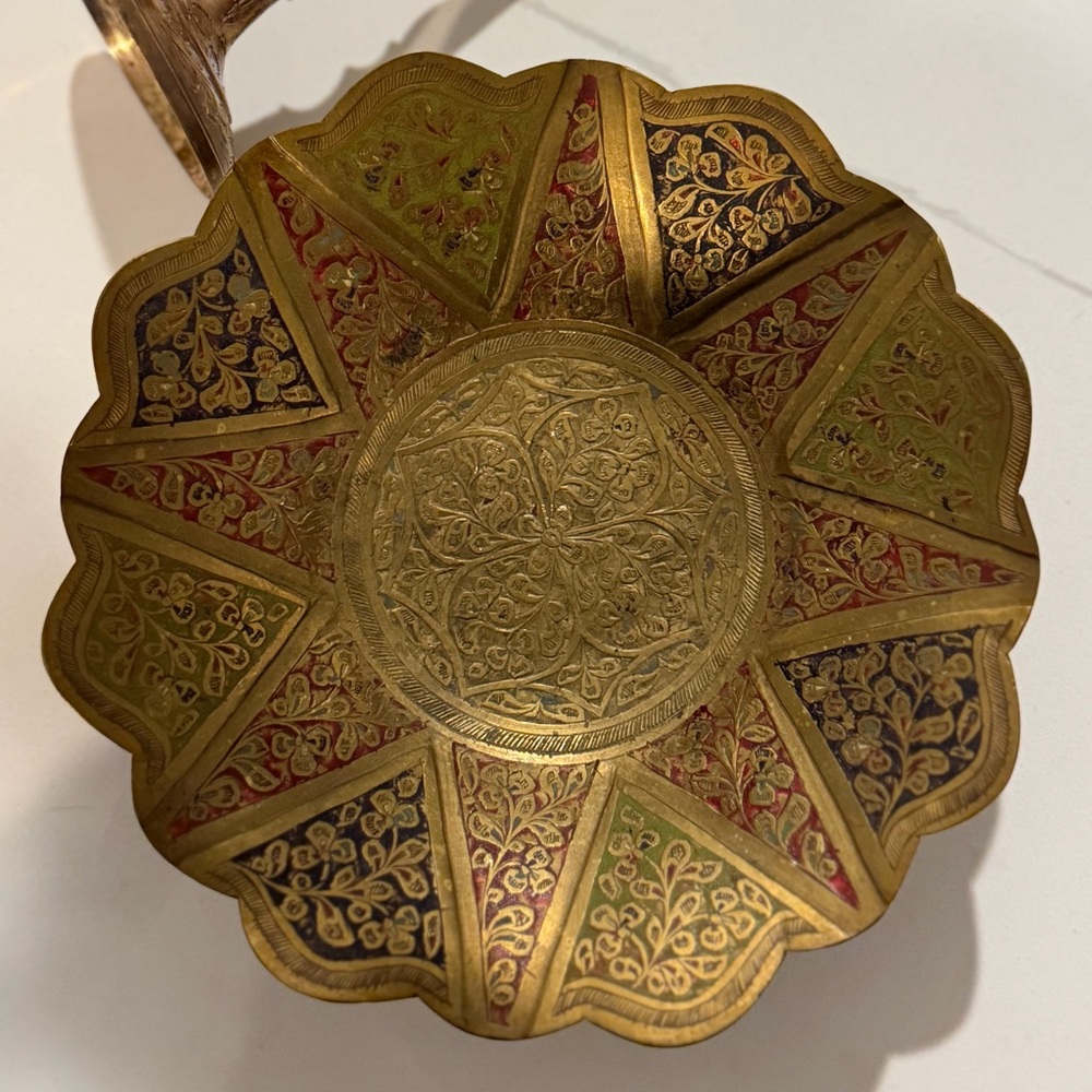 Hand Carved Indian Brass Plate